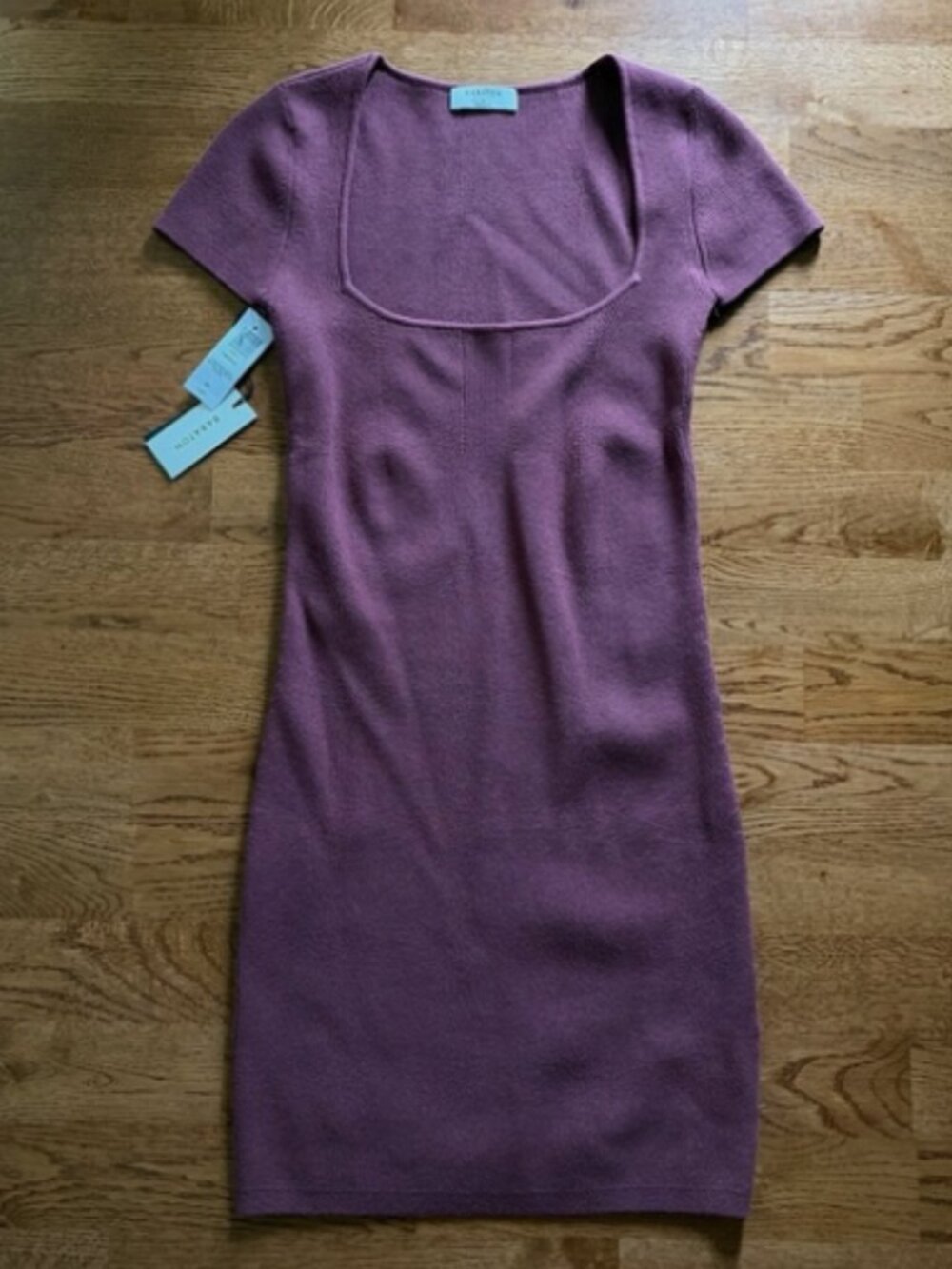 NWT ARITZIA Babaton Mini Dress Emerge Square Neck Ribbed Knit Sun Dried Red S